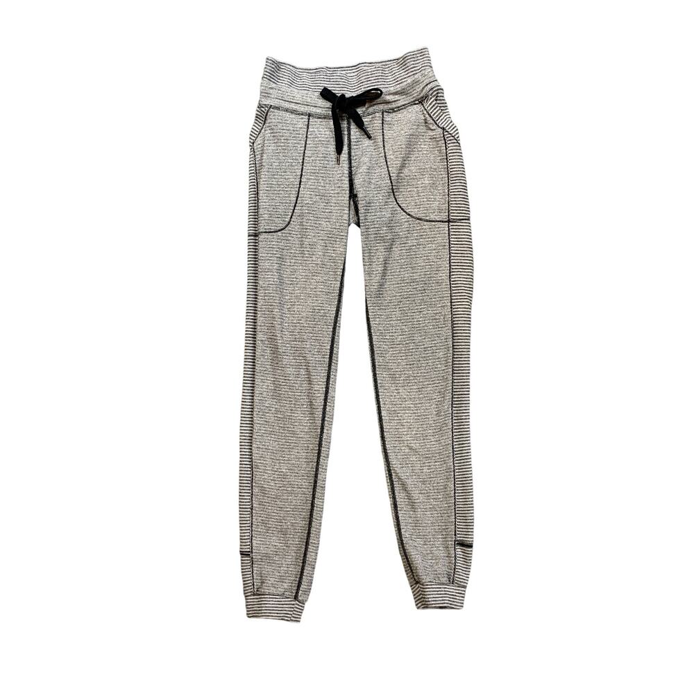 Lululemon Pants Womens 2 Gray Black Base Runner Knit Wee Striped Athletic Jogger
